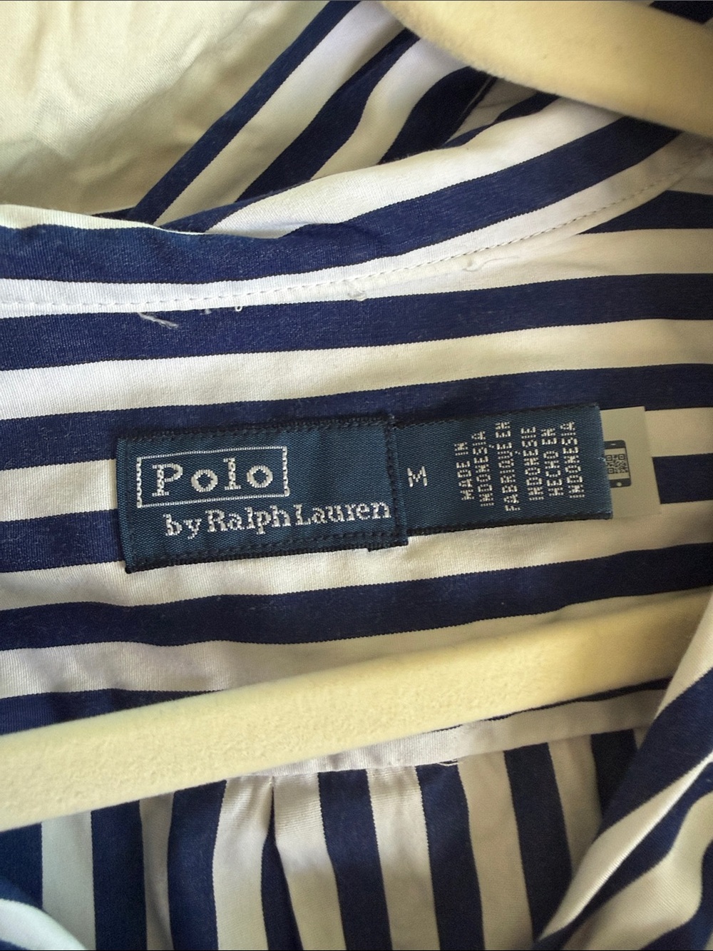 Polo by Ralph Lauren Navy and White Striped Button-Down Shirt - Picture 4 of 5